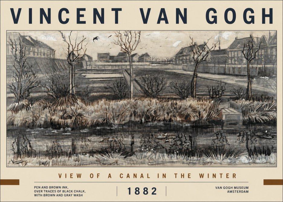 Van Gogh View of a Canal in the Winter No2 - Plakát