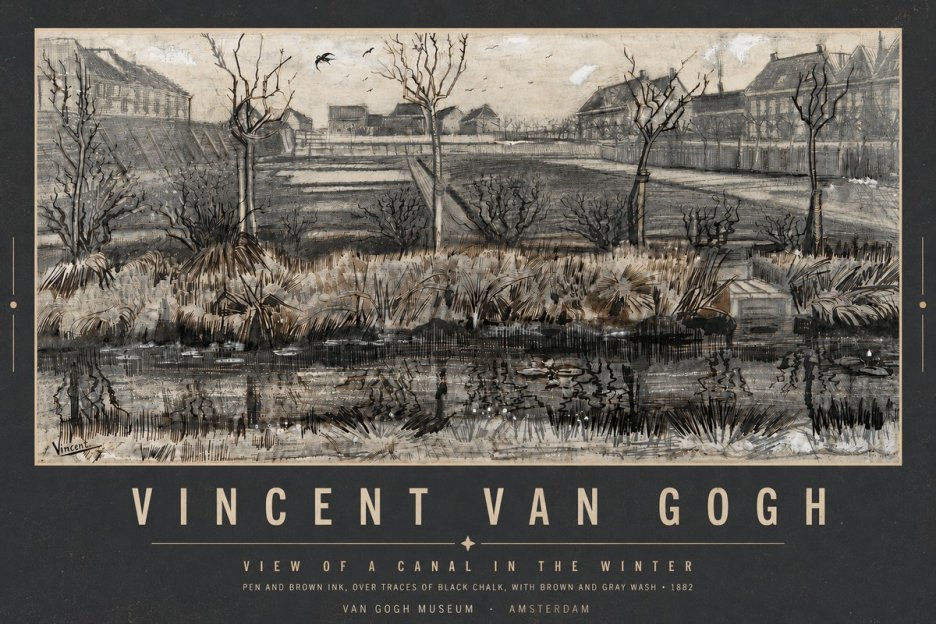 Van Gogh View of a Canal in the Winter No5 - Plakát