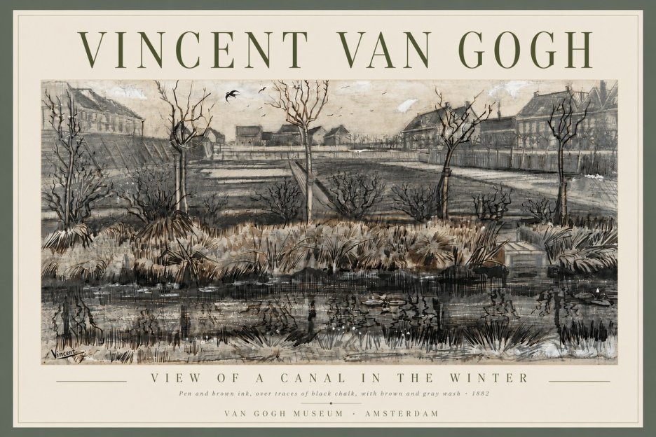 Van Gogh View of a Canal in the Winter No6 - Plakát