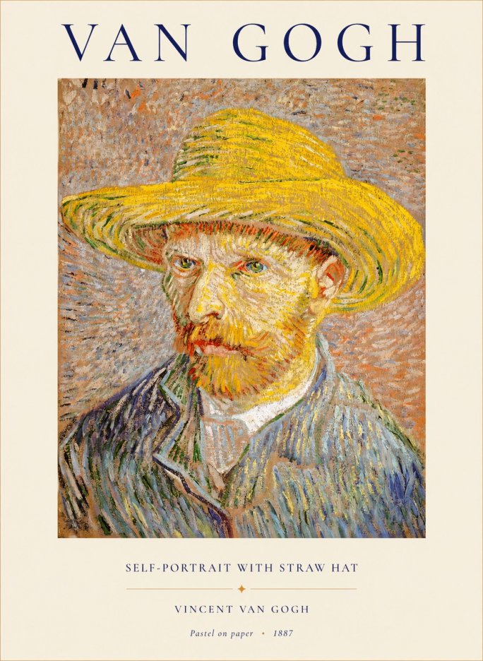 Van Gogh Self-portrait with Straw Hat I No1 - Plakát