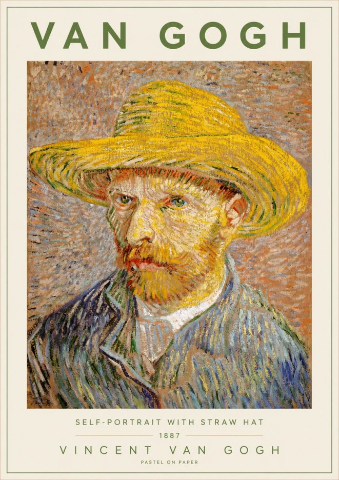 Van Gogh Self-portrait with Straw Hat I No2 - Plakát