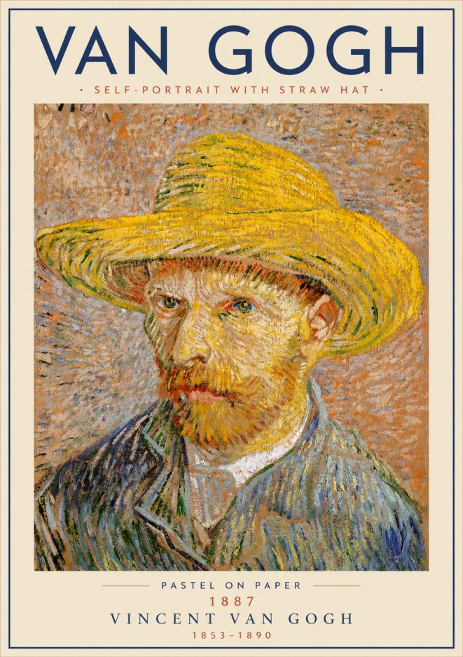 Van Gogh Self-portrait with Straw Hat I No6 - Plakát
