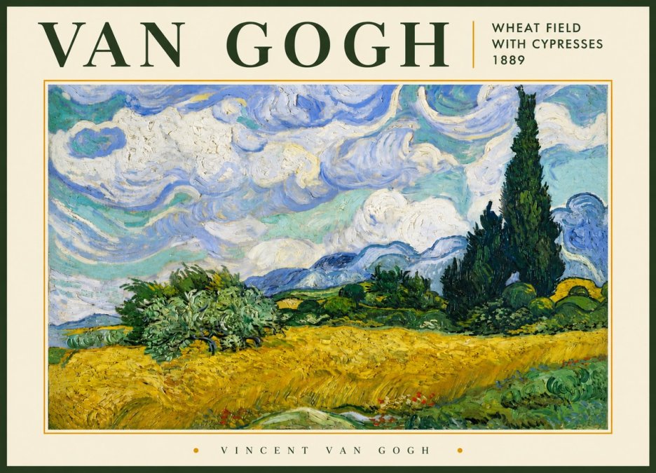 Van Gogh Wheat Field with Cypresses, 1889 No5 - Plakát