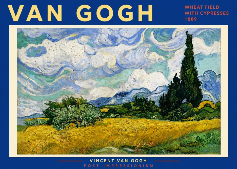 Van Gogh Wheat Field with Cypresses, 1889 No6 - Plakát