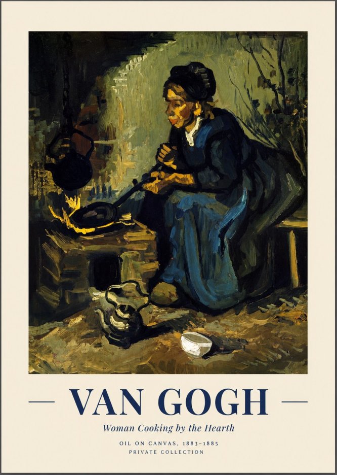 Van Gogh Woman Cooking by the Hearth No1 - Plakát