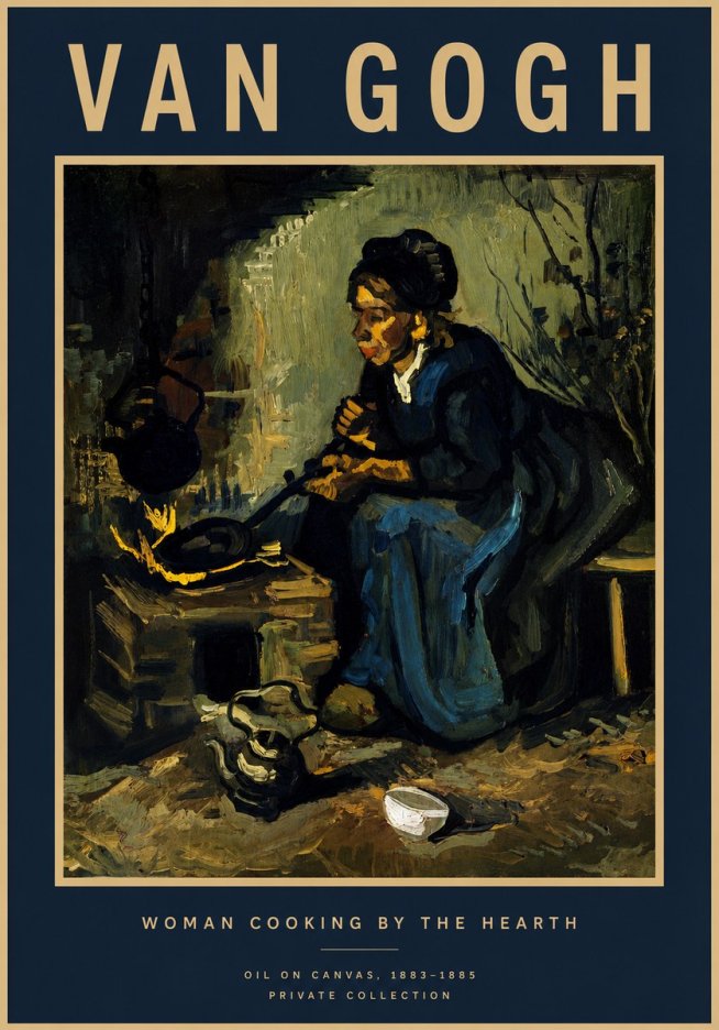 Van Gogh Woman Cooking by the Hearth No4 - Plakát