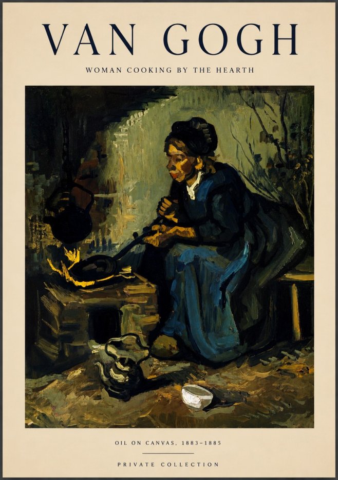 Van Gogh Woman Cooking by the Hearth No5 - Plakát