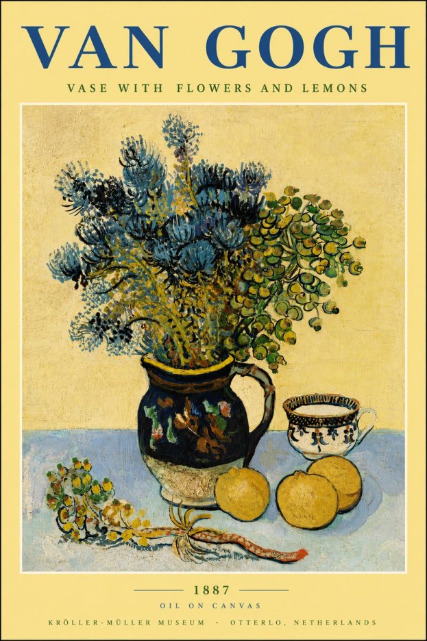 Van Gogh Vase with Flowers and Lemons No5 - Plakát
