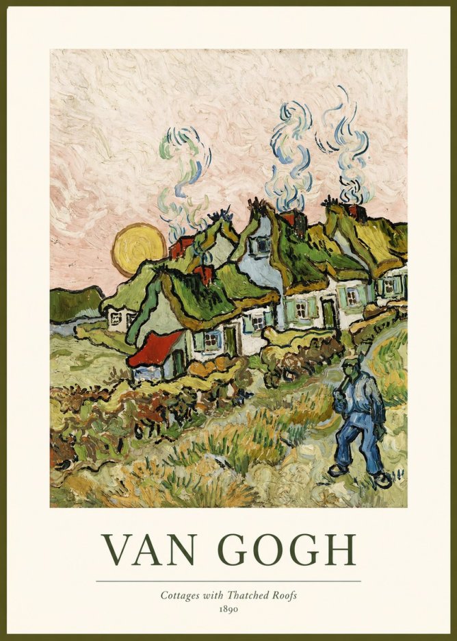 Van Gogh Cottages with Thatched Roofs No1 - Plakát
