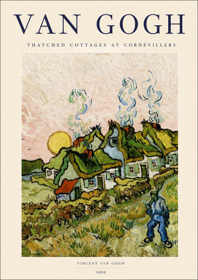 Van Gogh Cottages with Thatched Roofs No3 - Plakát