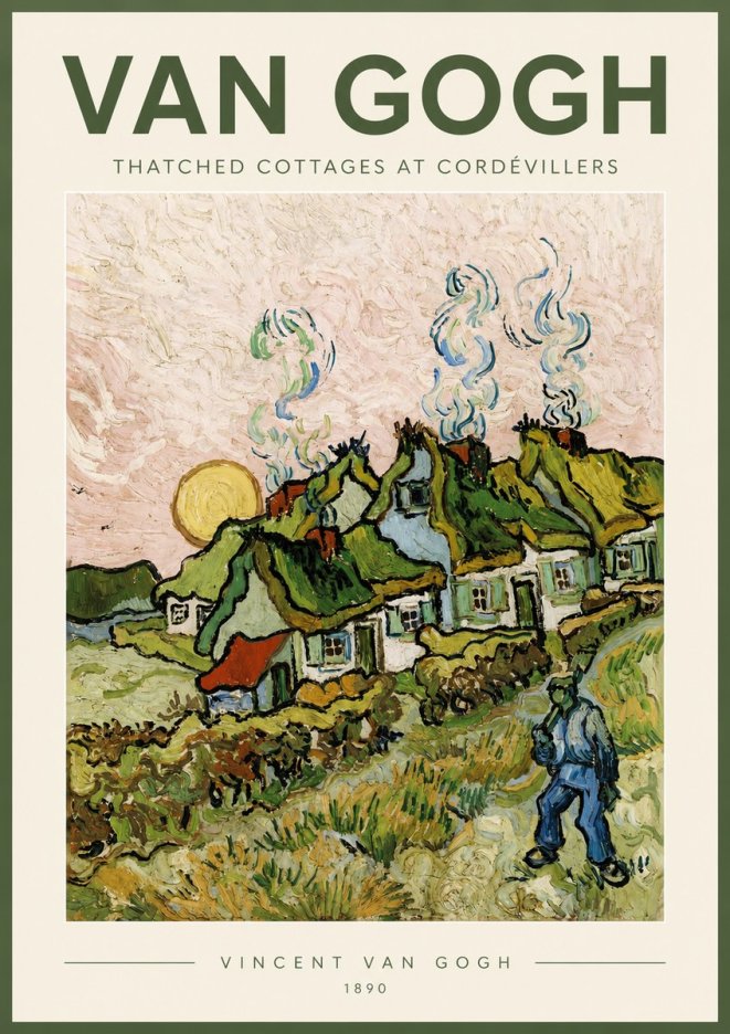 Van Gogh Cottages with Thatched Roofs No4 - Plakát