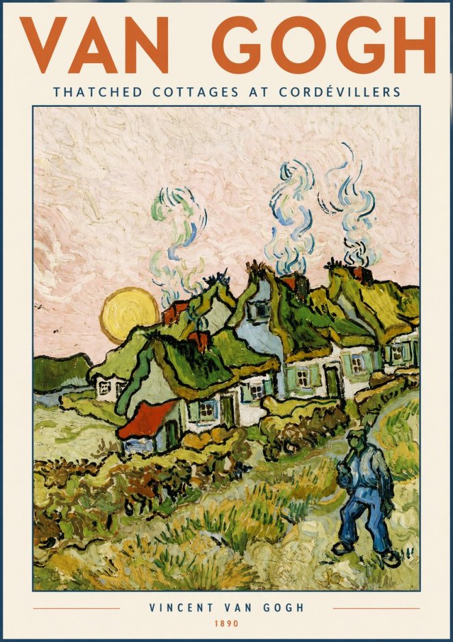 Van Gogh Cottages with Thatched Roofs No5 - Plakát