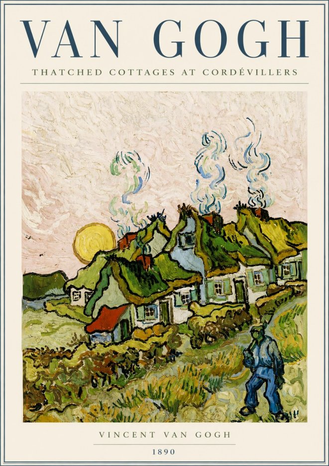 Van Gogh Cottages with Thatched Roofs No6 - Plakát