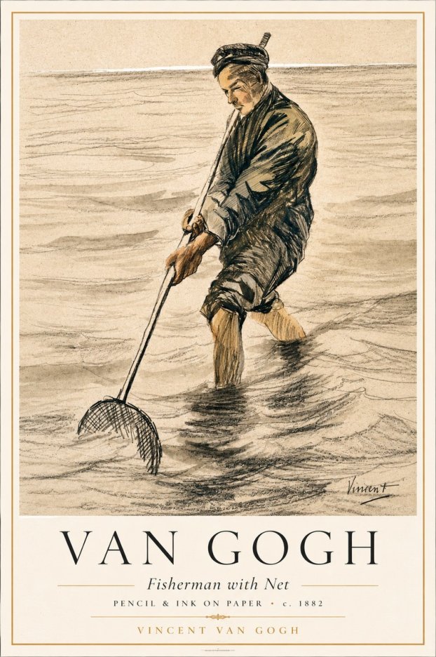 Van Gogh Fisherman with Net No1 - Plakát