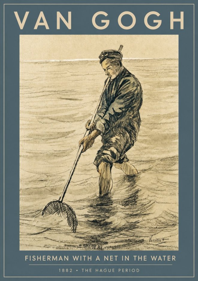 Van Gogh Fisherman with Net No3 - Plakát