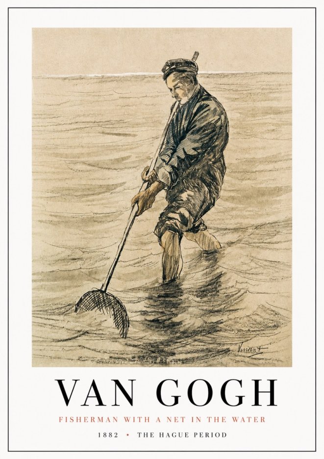 Van Gogh Fisherman with Net No4 - Plakát