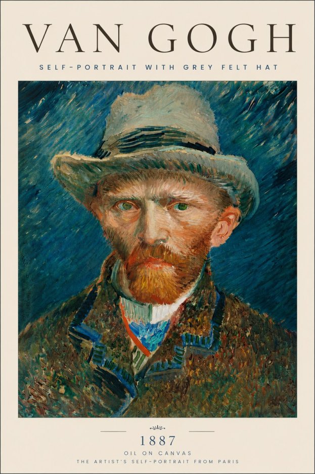 Van Gogh Self-portrait with Grey Felt Hat I No6 - Plakát