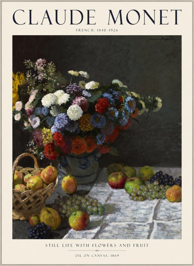 Monet Still Life with Flowers and Fruit No1 - Plakát