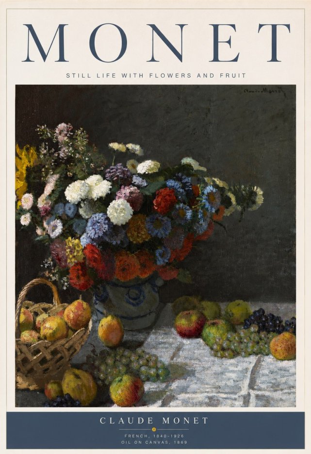 Monet Still Life with Flowers and Fruit No2 - Plakát