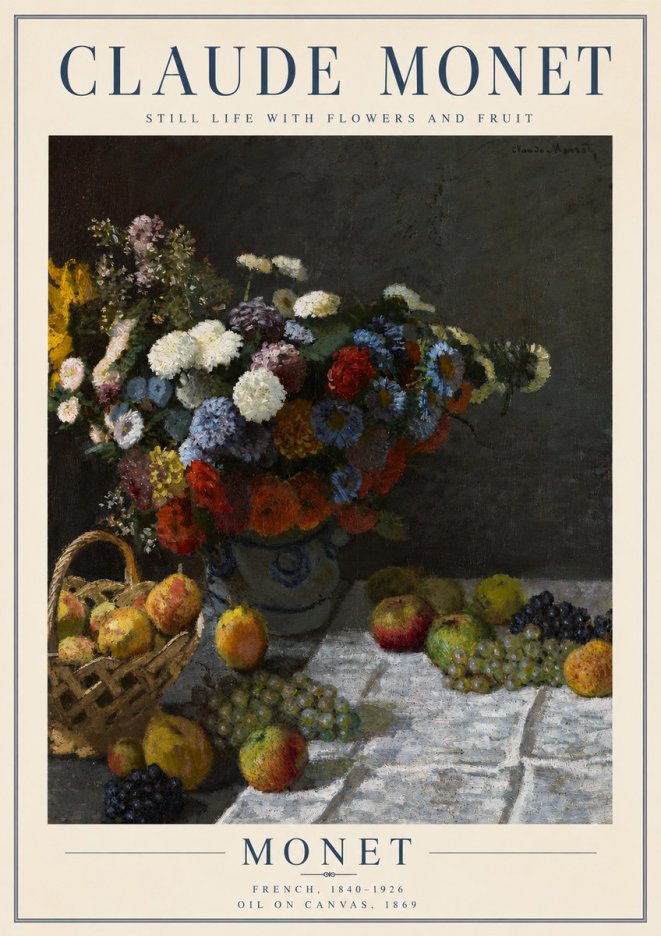 Monet Still Life with Flowers and Fruit No3 - Plakát