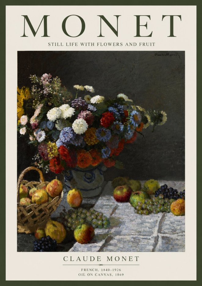 Monet Still Life with Flowers and Fruit No4 - Plakát