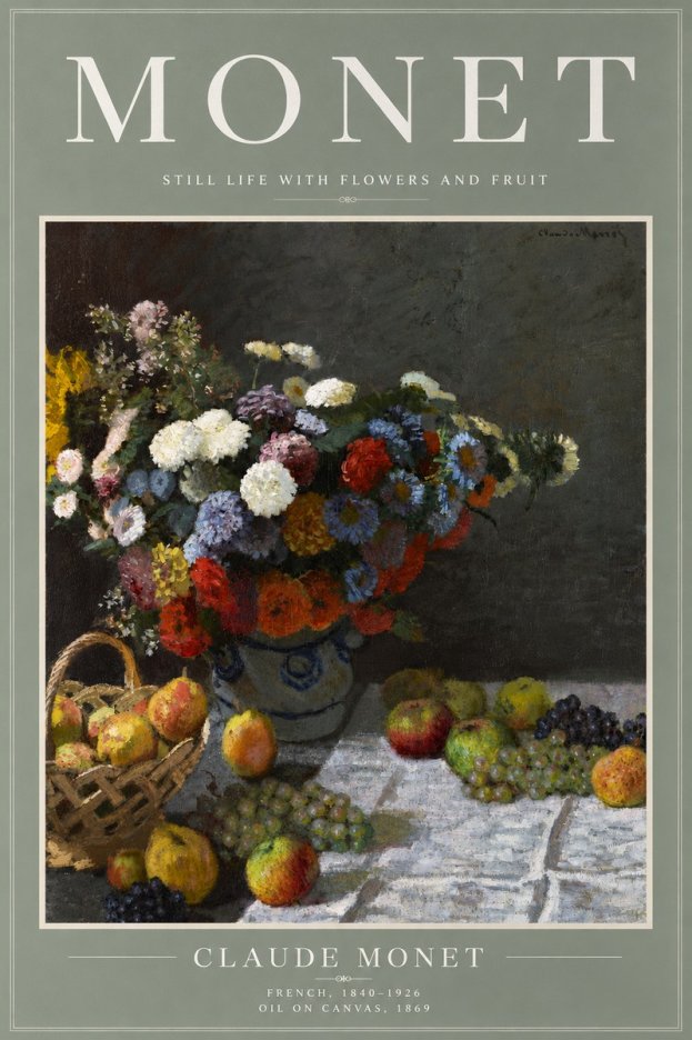 Monet Still Life with Flowers and Fruit No5 - Plakát