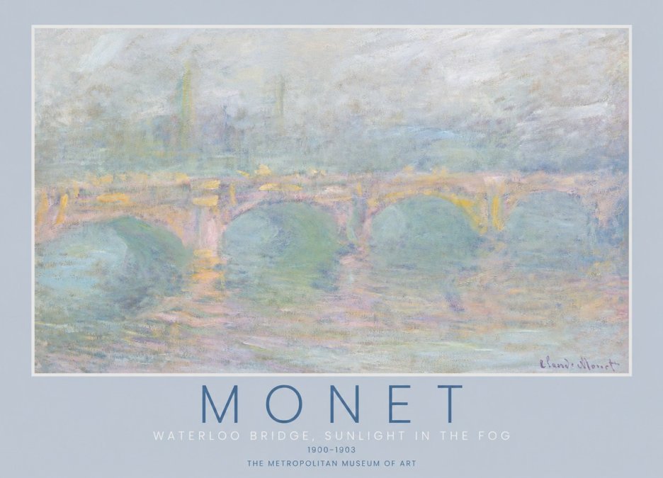 Monet Waterloo Bridge, Sunlight in the Fog I No2 - Plakát