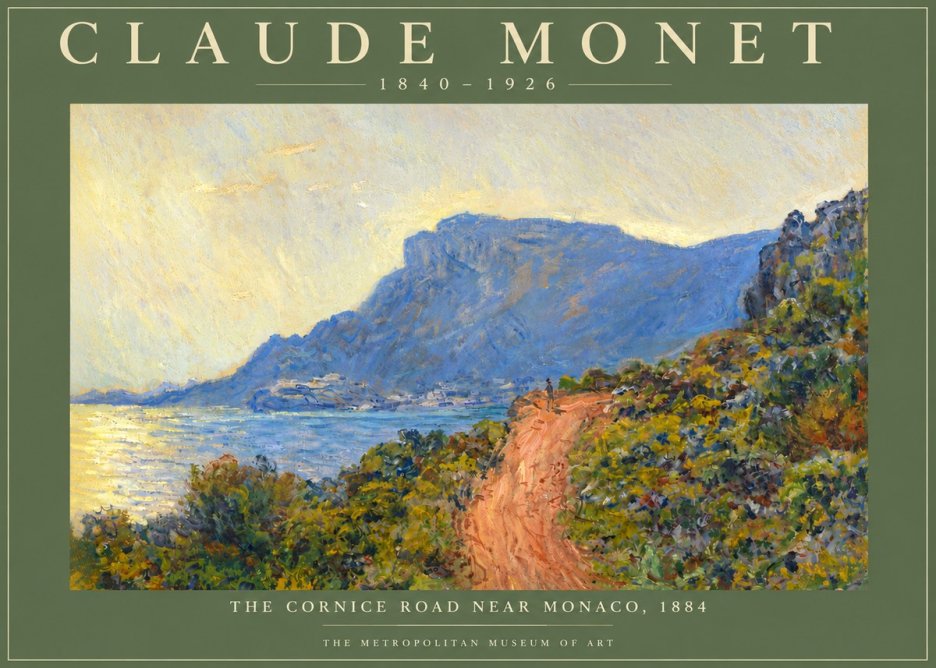 Monet The Cornice Road Near Monaco No6 - Plakát