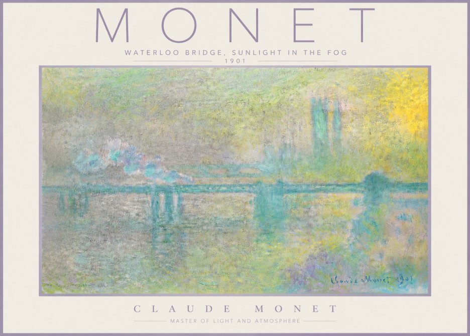 Monet Waterloo Bridge, Sunlight in the Fog II No4 - Plakát