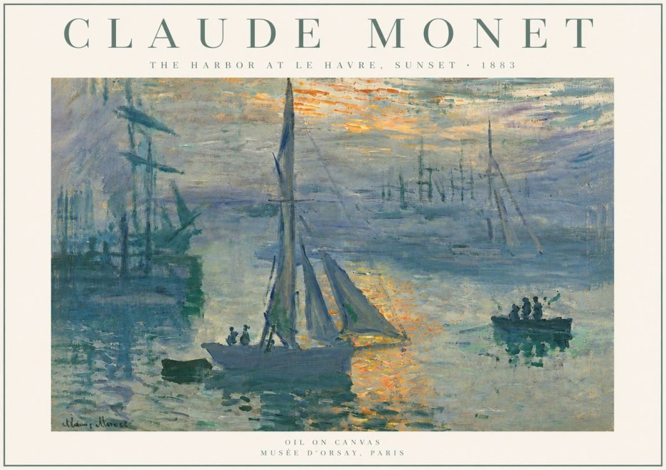 Monet The Harbor at Le Havre, Sunset No5 - Plakát