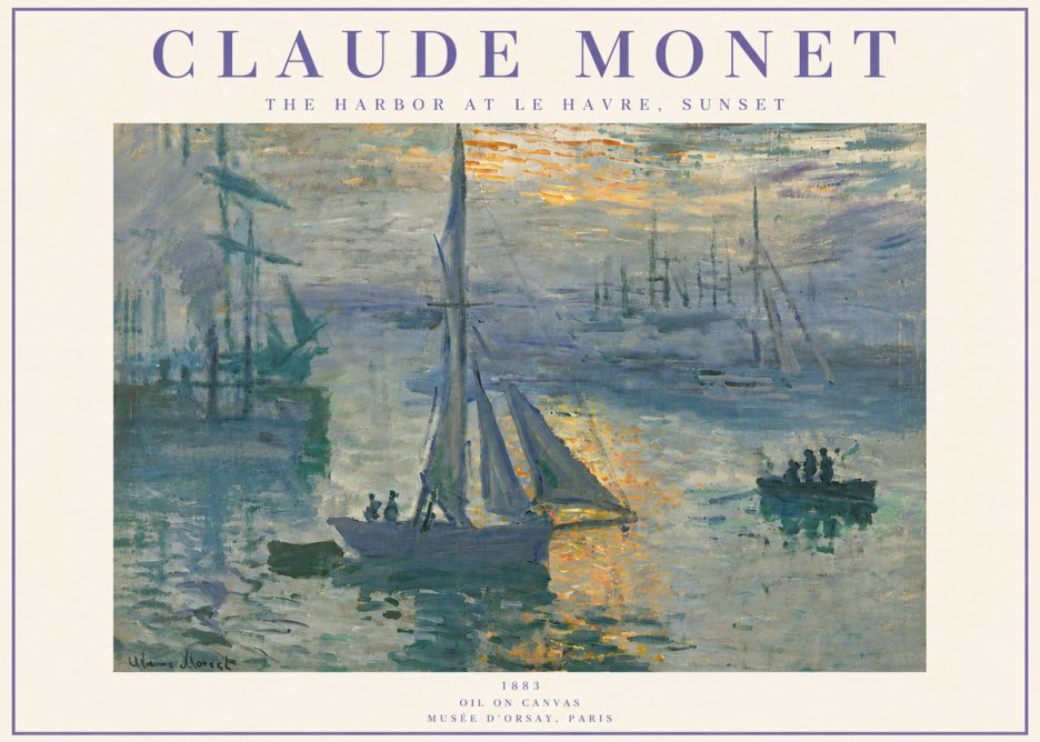 Monet The Harbor at Le Havre, Sunset No6 - Plakát