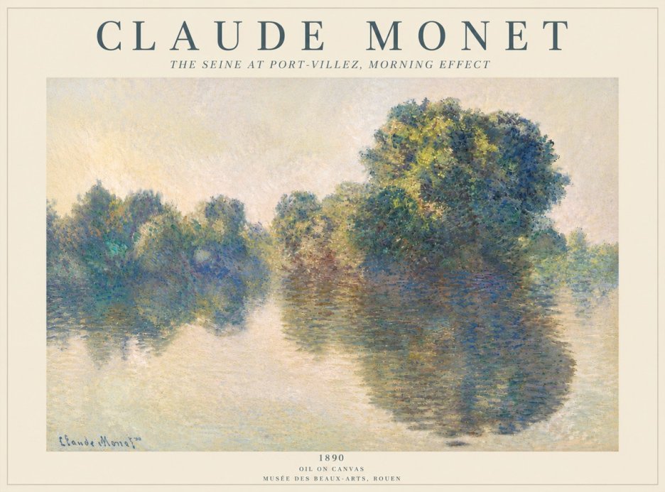 Monet The Seine at Port-villez, Morning Effect No5 - Plakát