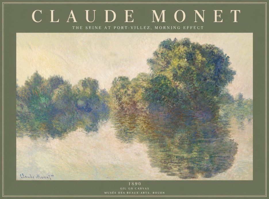 Monet The Seine at Port-villez, Morning Effect No6 - Plakát