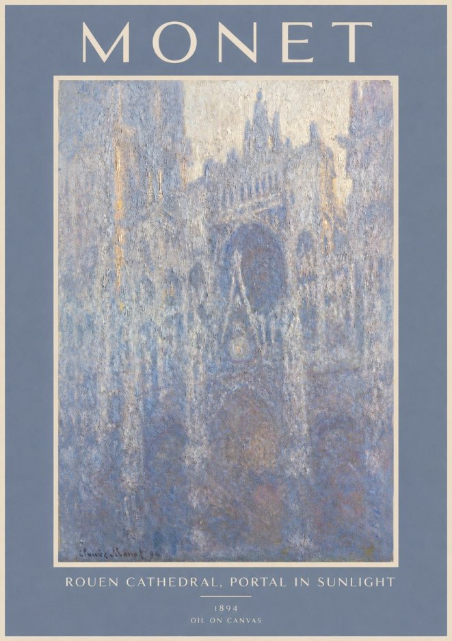 Monet Rouen Cathedral, Portal in Sunlight No2 - Plakát