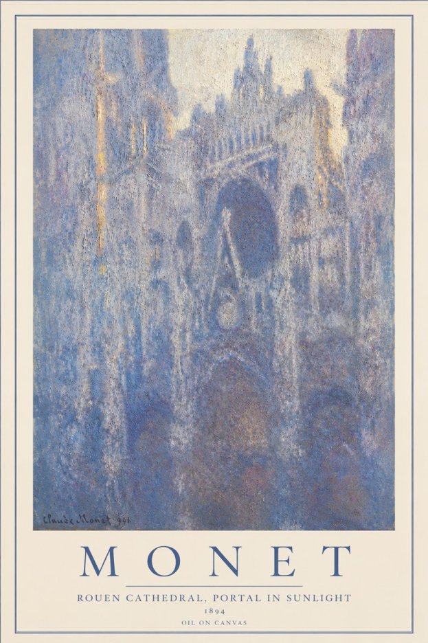 Monet Rouen Cathedral, Portal in Sunlight No4 - Plakát