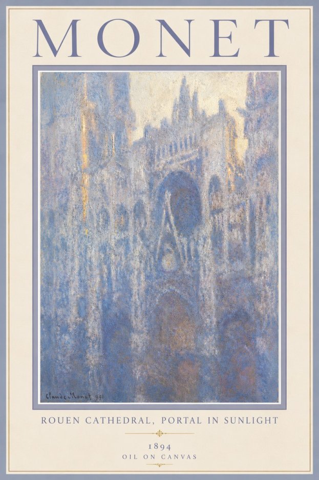 Monet Rouen Cathedral, Portal in Sunlight No5 - Plakát