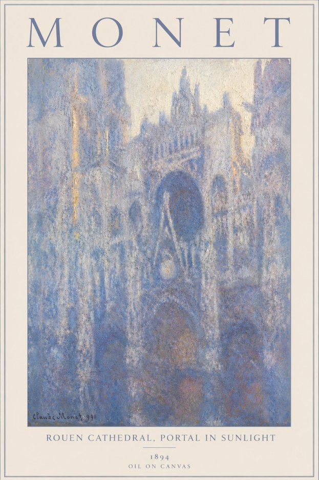 Monet Rouen Cathedral, Portal in Sunlight No6 - Plakát