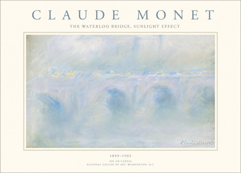 Monet The Waterloo Bridge, Sunlight Effect No1 - Plakát