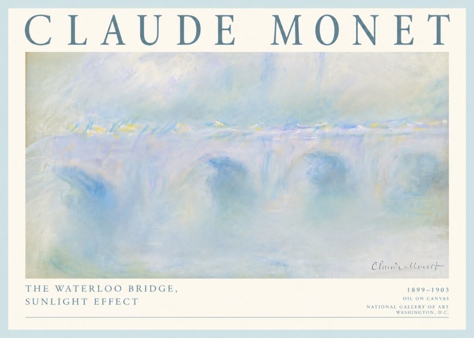 Monet The Waterloo Bridge, Sunlight Effect No4 - Plakát