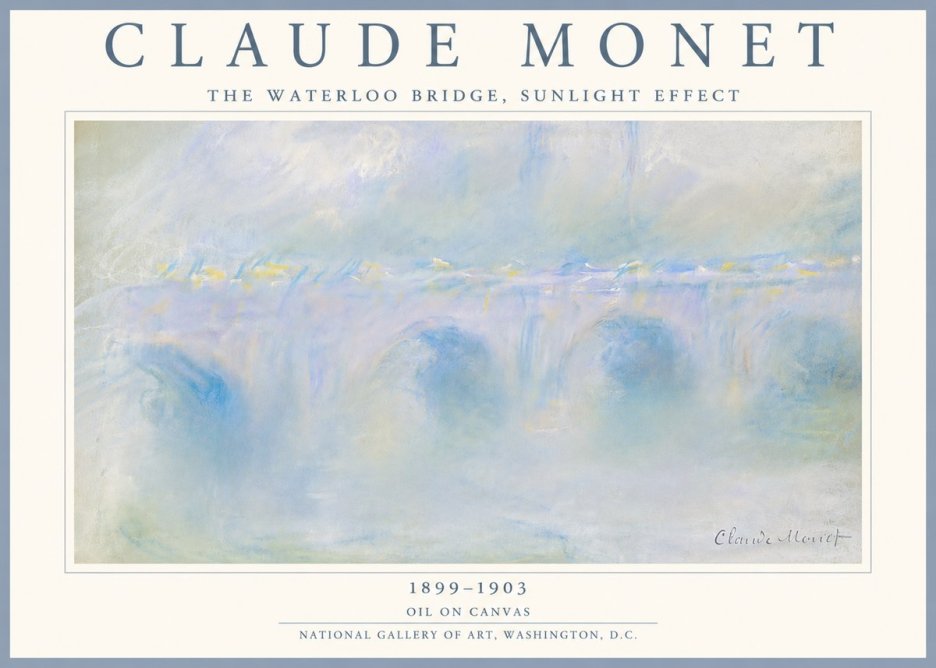 Monet The Waterloo Bridge, Sunlight Effect No5 - Plakát