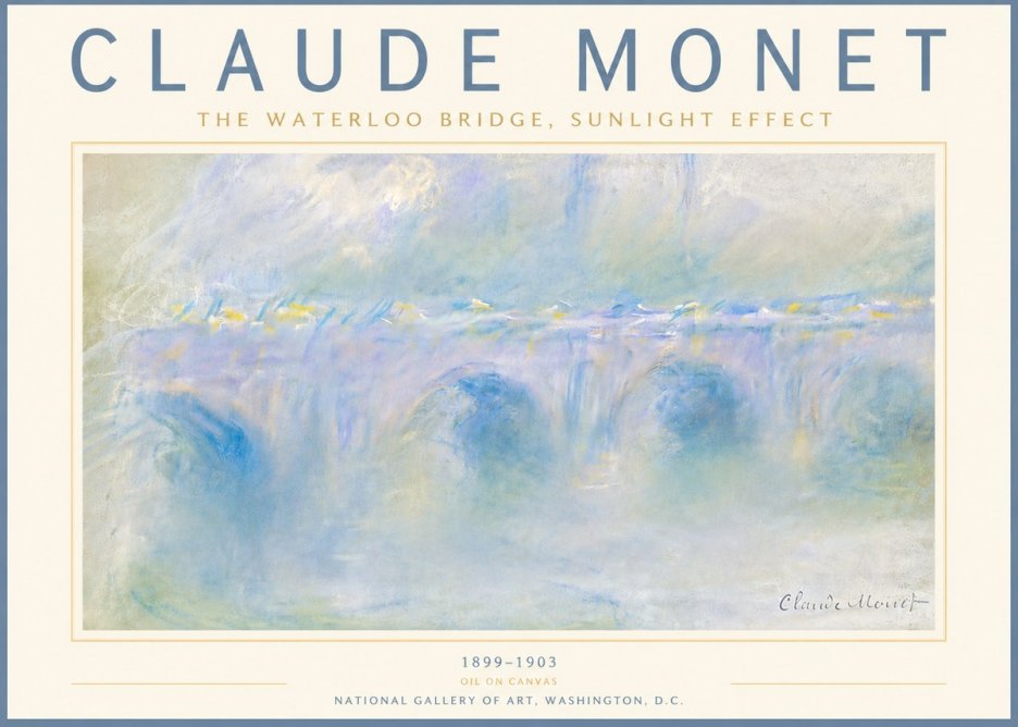 Monet The Waterloo Bridge, Sunlight Effect No6 - Plakát
