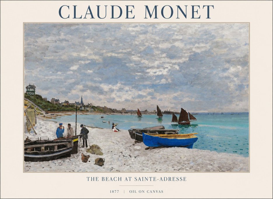 Monet The Beach at Sainte-adresse I No1 - Plakát