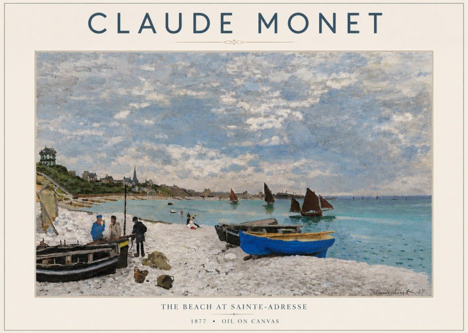 Monet The Beach at Sainte-adresse I No5 - Plakát