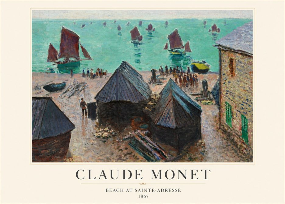 Monet Beach at Sainte-adresse No3 - Plakát