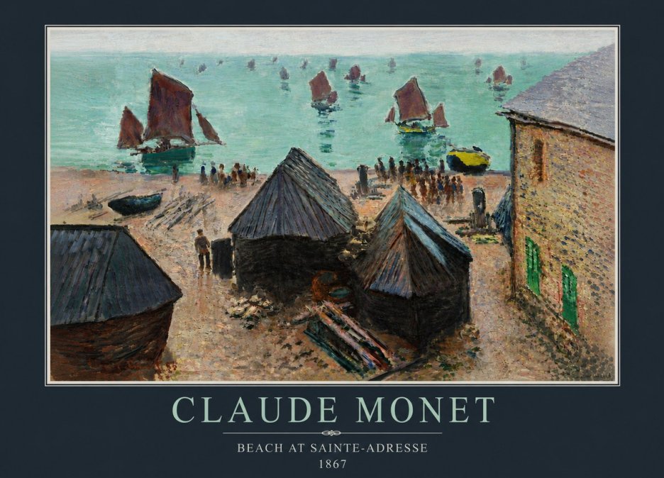 Monet Beach at Sainte-adresse No5 - Plakát
