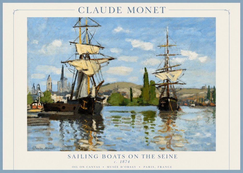 Monet Sailing Boats on the Seine No2 - Plakát