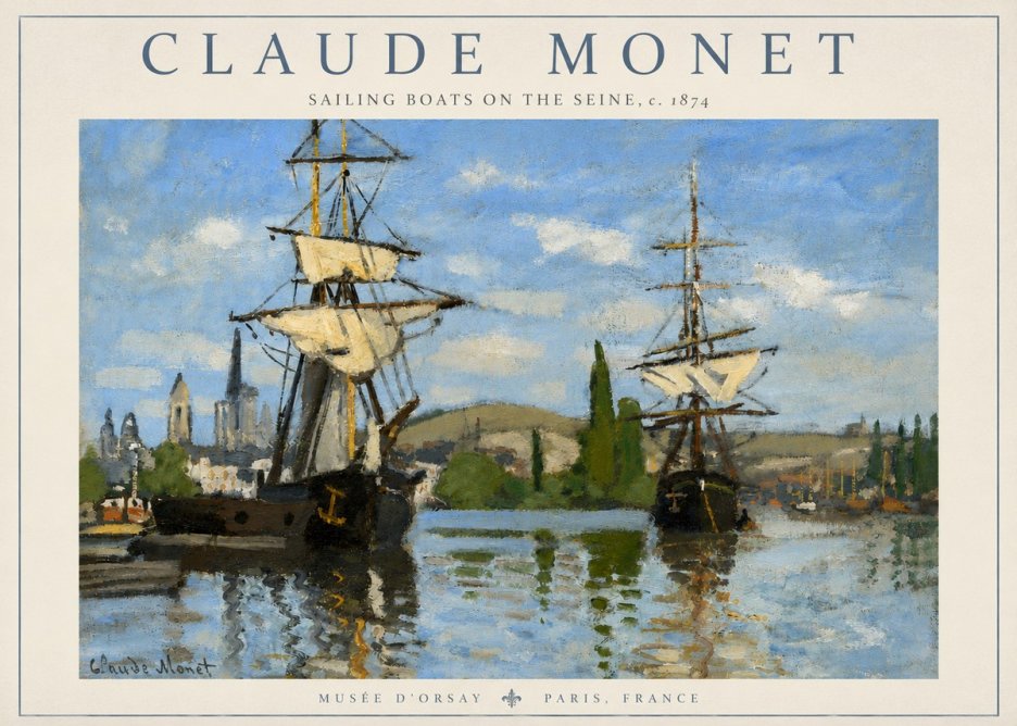 Monet Sailing Boats on the Seine No3 - Plakát
