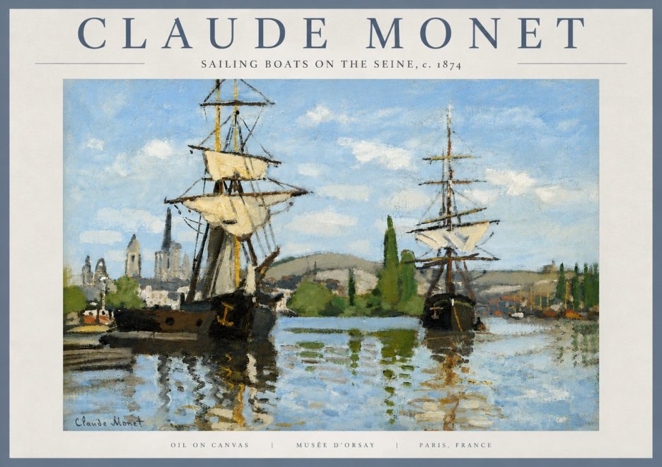 Monet Sailing Boats on the Seine No5 - Plakát