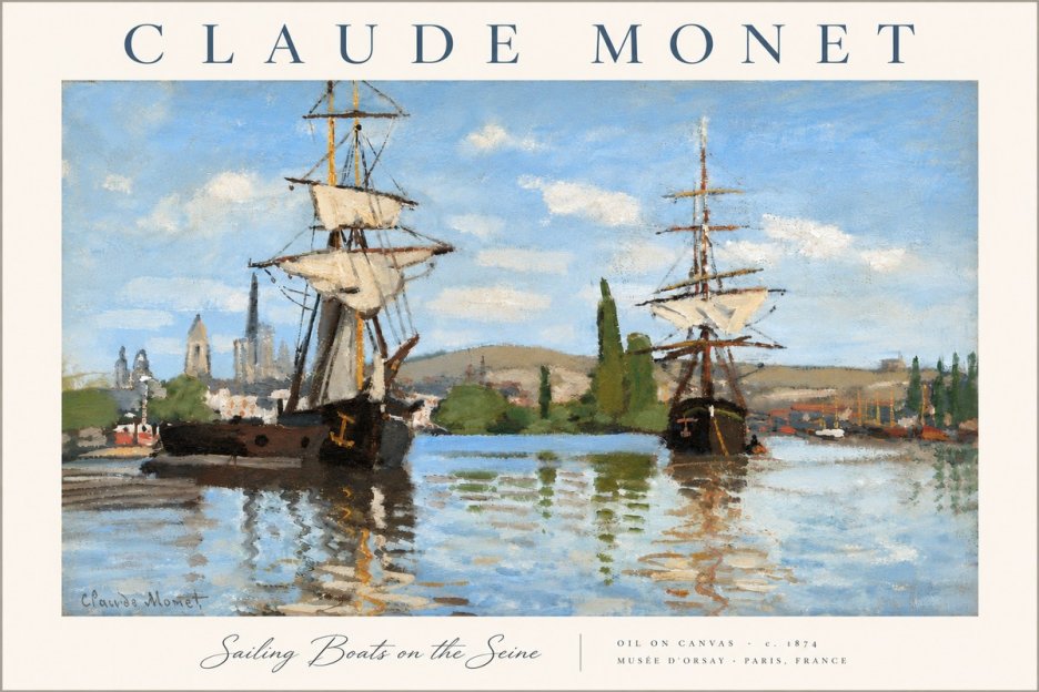 Monet Sailing Boats on the Seine No6 - Plakát