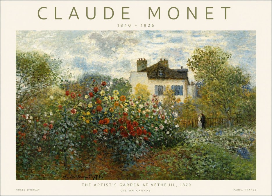 Monet The Artist's Garden at Vétheuil, 1879 No4 - Plakát